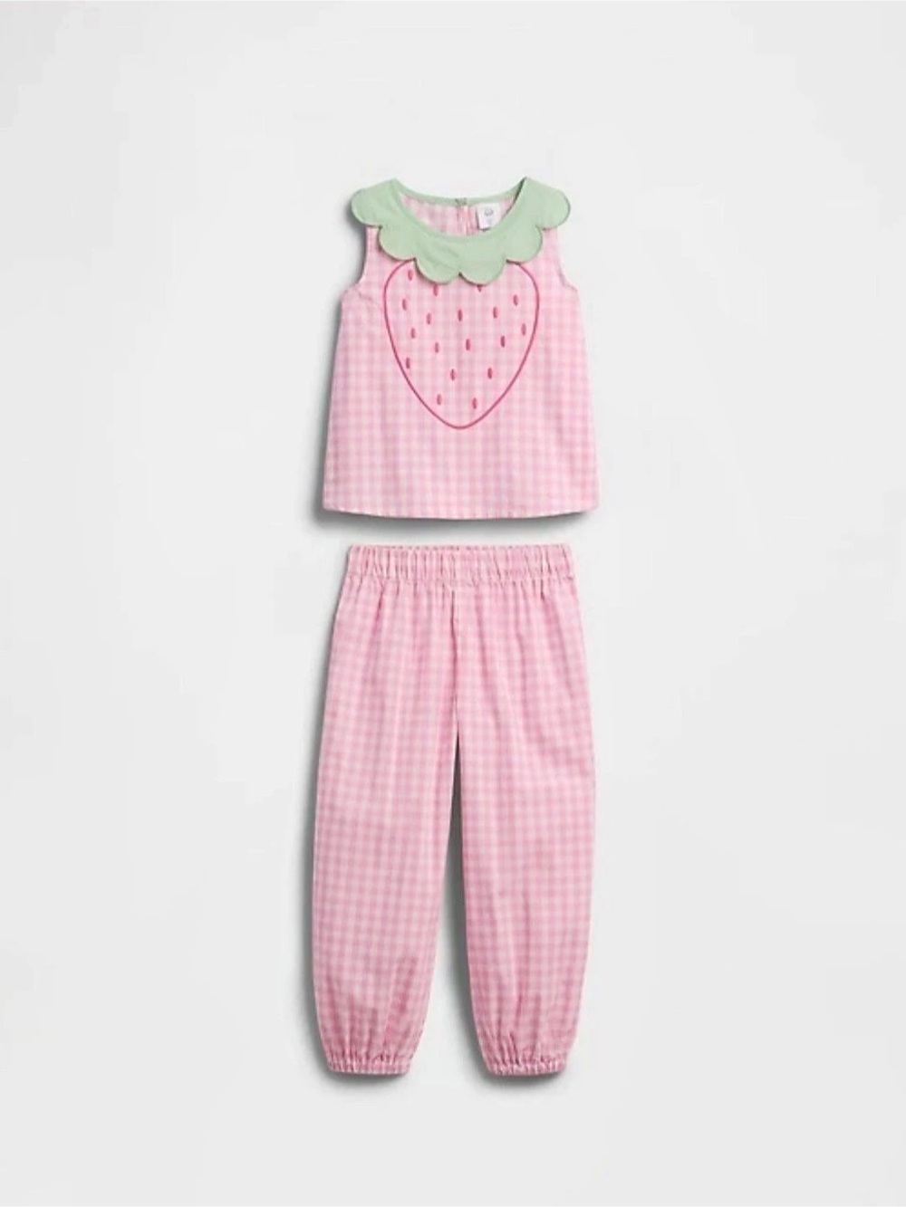 Baby Gap Gingham Matching Set Pink & Green Baby 12-18 Months